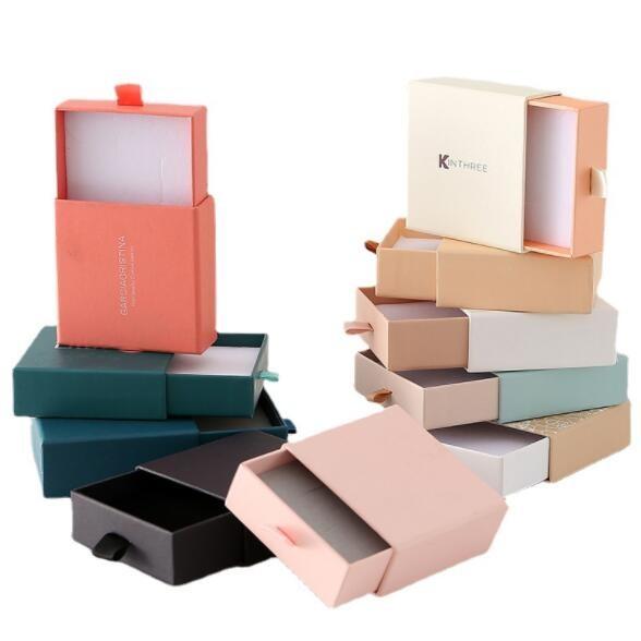 Square Small Jewelry Packaging Boxes 250gsm Cardboard Paper Drawer Box