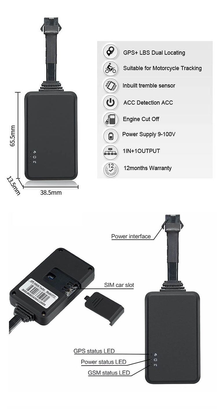 Спрятанный VT202 отслежыватель GPS мотоцикла команды 48v Sms/мини руководство отслежывателя Gps