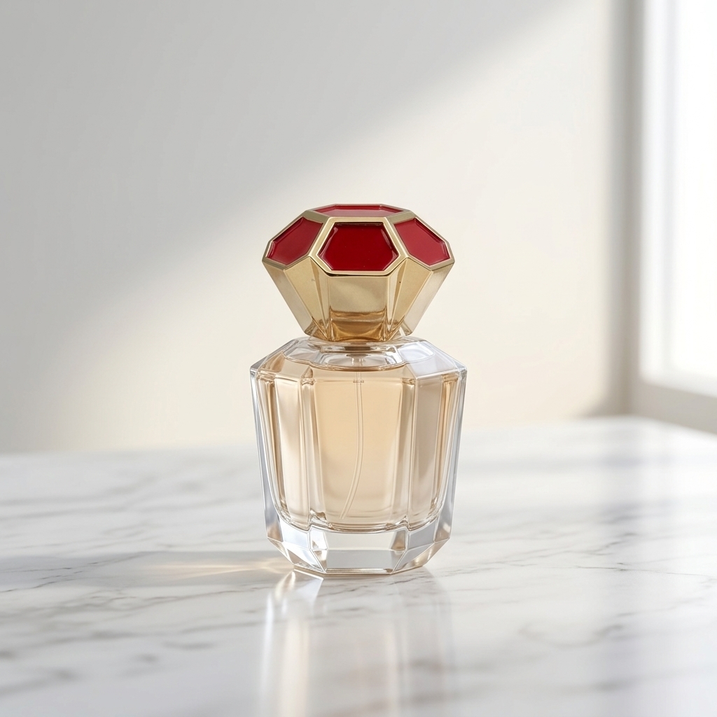 Luxury Zinc Alloy Perfume Cap with Faceted Design and Inlaid Red Enamel - Customizable Size