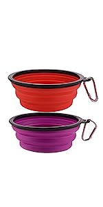 Dog Travel Water Bottle Collapsible Bowls, 2 in 1 Pet Food Container with Collapse Bowls, Outdoor Portable Water Bowls