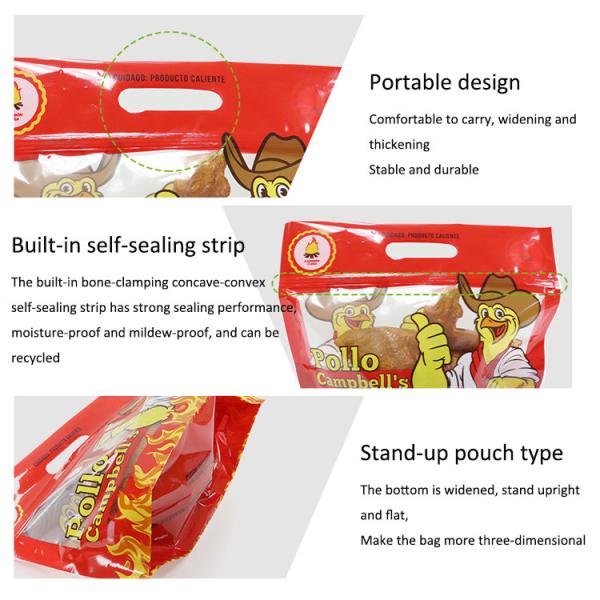 Гибкая горячая жареная барбекю жареная курица на молнии прозрачная пластиковая сумка на молнии стоит вверх