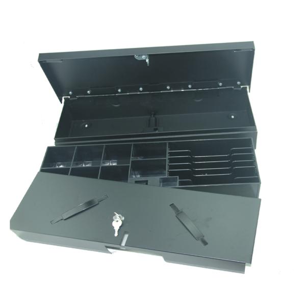 Коробка наличных денег металла черного мини сальто ящика наличных денег POS RoHS 6V 12V верхняя