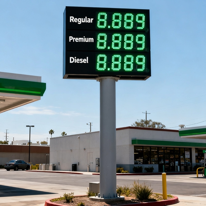 3 Lines Gas Price Display Signs Outdoor LED Oil Price Display With 200mm Height Of Green Digits
