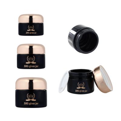 O vidro preto do creme de 20g 30g 50g range o recipiente vazio da composição