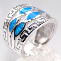 Fuego azul Opal Greek Mini Design Solid 925 Sterling Silver Ring Sizes Greek Opal Jewelry Inlay