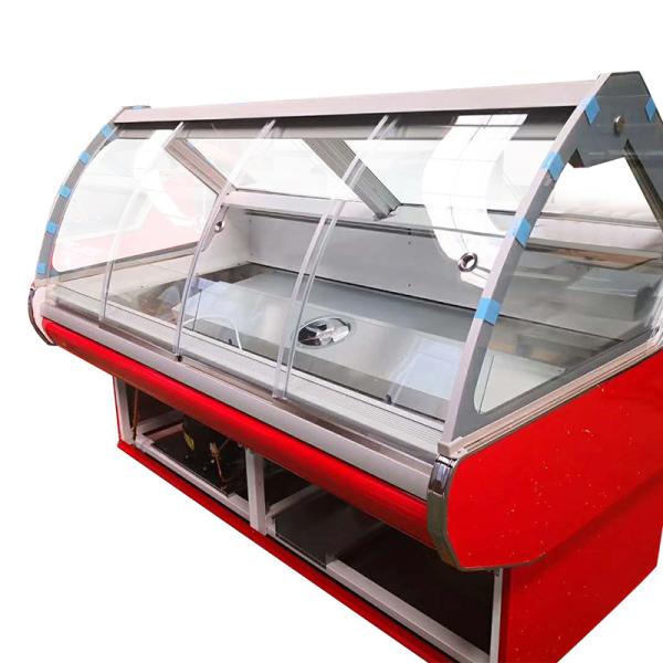 Supermarket Fresh Deli case Meat Refrigerator With Curved Glass Display