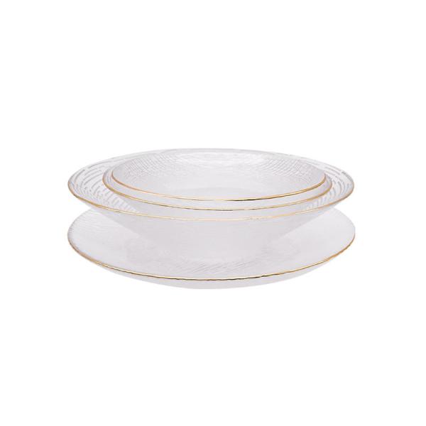 4mm Thick Texture Transparent Glass Plate Cutlery Set