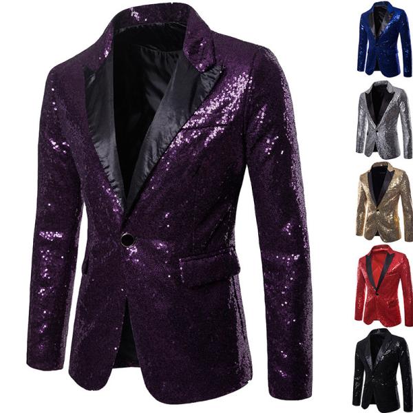 Slim Fit Mens Sequin Jacket Costume For Nightclub Party Popular Elegant Design