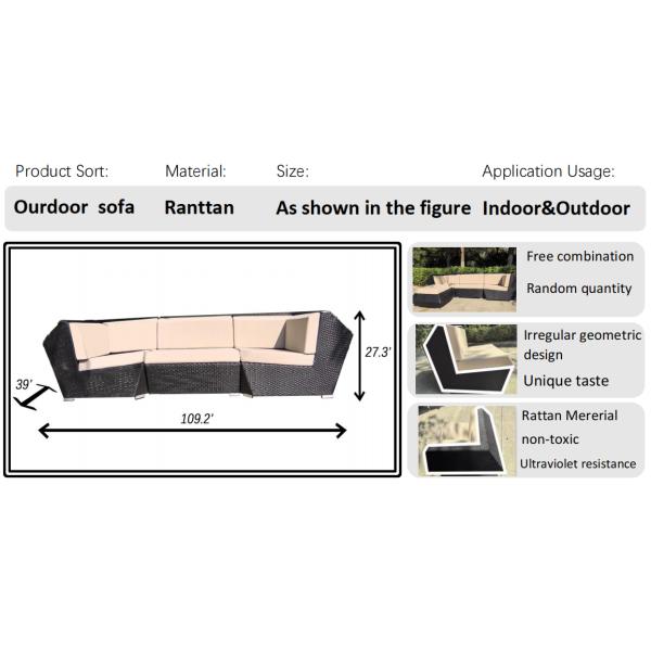 Terrace Furniture Seat Lounge Outdoor Black Rattan Wicker Sofa Luxury Garden Furniture Outdoor Sofas Patio Furniture Set YS8000