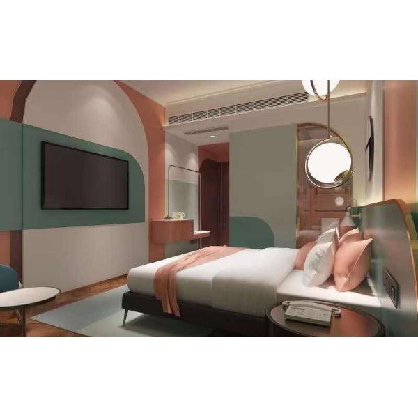 Da mobília de madeira interior da cama de casal do conceito da parte alta mobília feita sob encomenda do hotel