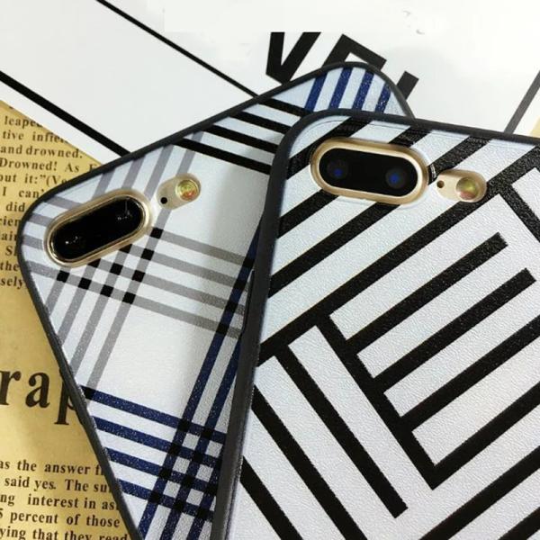 PC+TPU Silk Grain Classical Black&White Grid Pattern Cell Phone Case Cover For iPhone 7 6s Plus