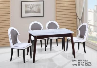 Nordic Style Faux Marble Dinette Deep Walnut Color With Durable Structure