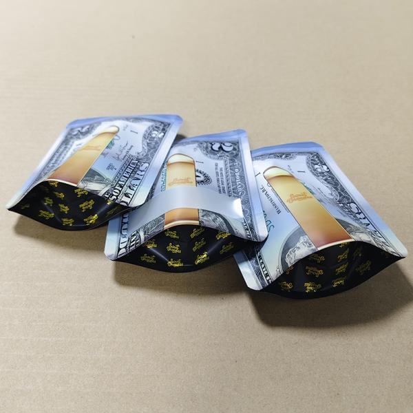 Bolsas a prueba de niños con sello de 3 lados con patrón de dólar estadounidense impreso a medida - Certificado ASTM