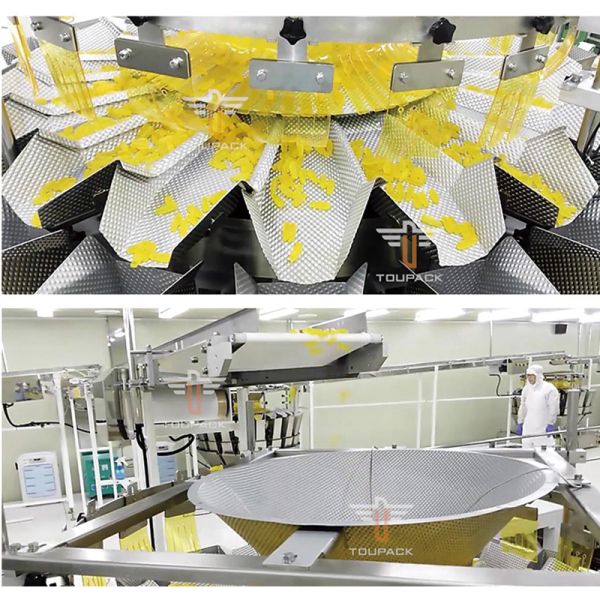 Automatic Candy Nuts Popcorn Can Filling Machine Multihead Weigher Plastic Jar Filling Packaging Line