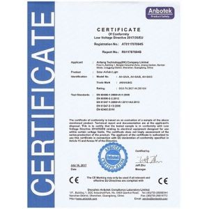 SHENZHEN ANHANG TECHNOLOGY CO., LTD Сертификации