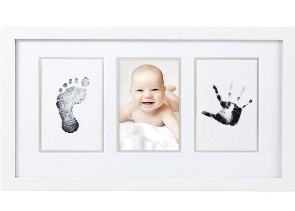 Customize Wood Baby Hand And Footprint Photo Frame With Safe Clean Touch Ink Pad