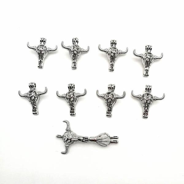 DIY Pendant Jewelry Alloy ox-head Shaped Wish Pearl Cage Pendant
