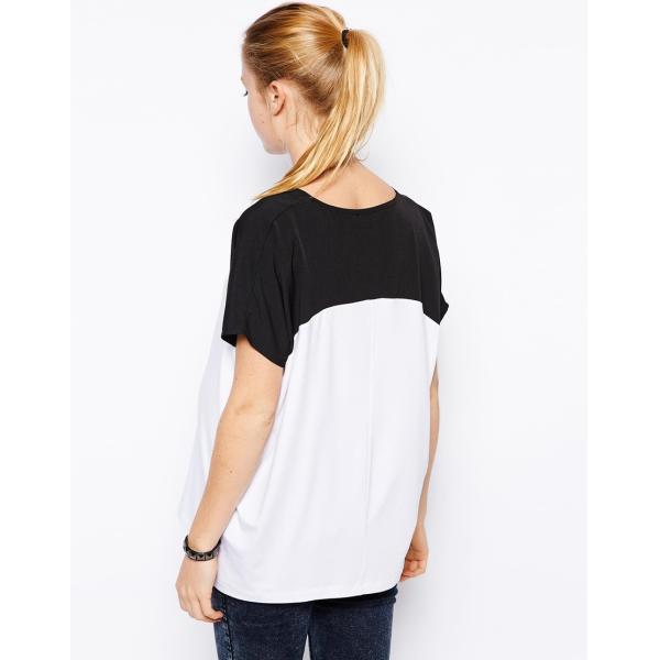 black and white maternity clothing wholesale with chiffon contrast sleeves