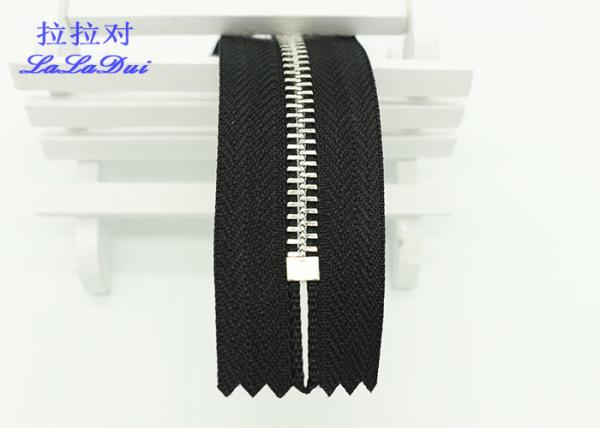 Sterling Silver Metal Open Ended Zips , Brass Ykk Type Teeth Metal Coat Zippers