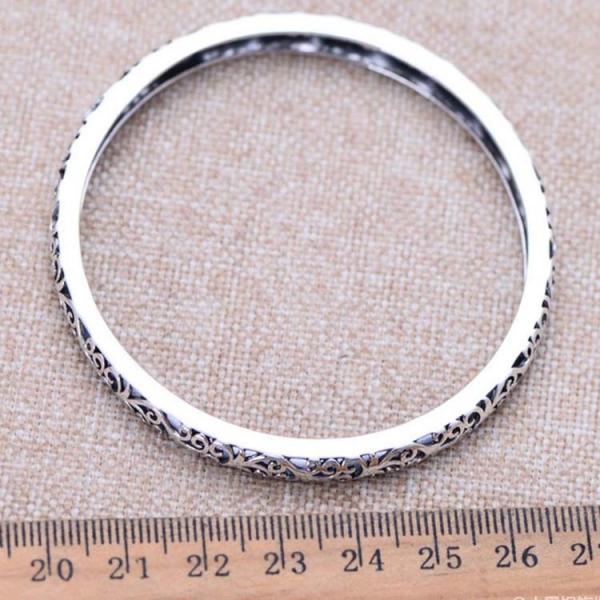 Sterling Silver Bangle Bracelet Hollowed Out Vintage Silver Jewelry(XH043359W)