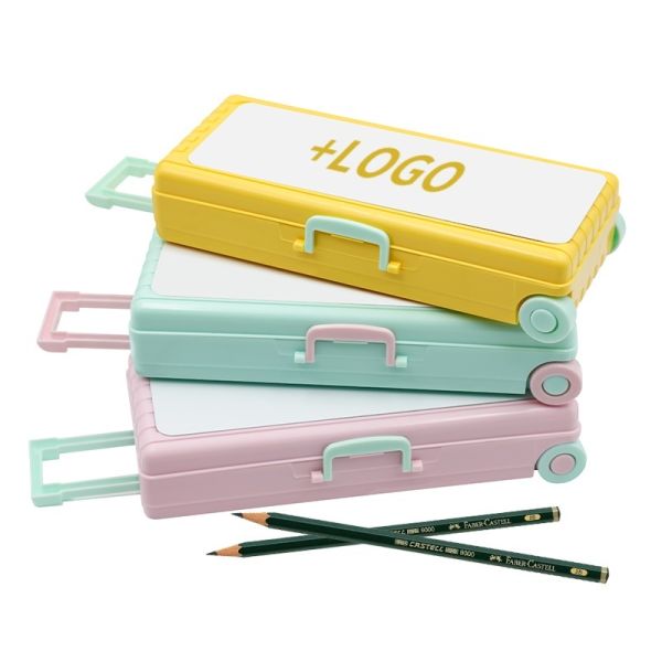 Blank Sublimation Pencil Case Upgraded Trolley Case Shape Double-Layer Desktop Pencil Storage Box