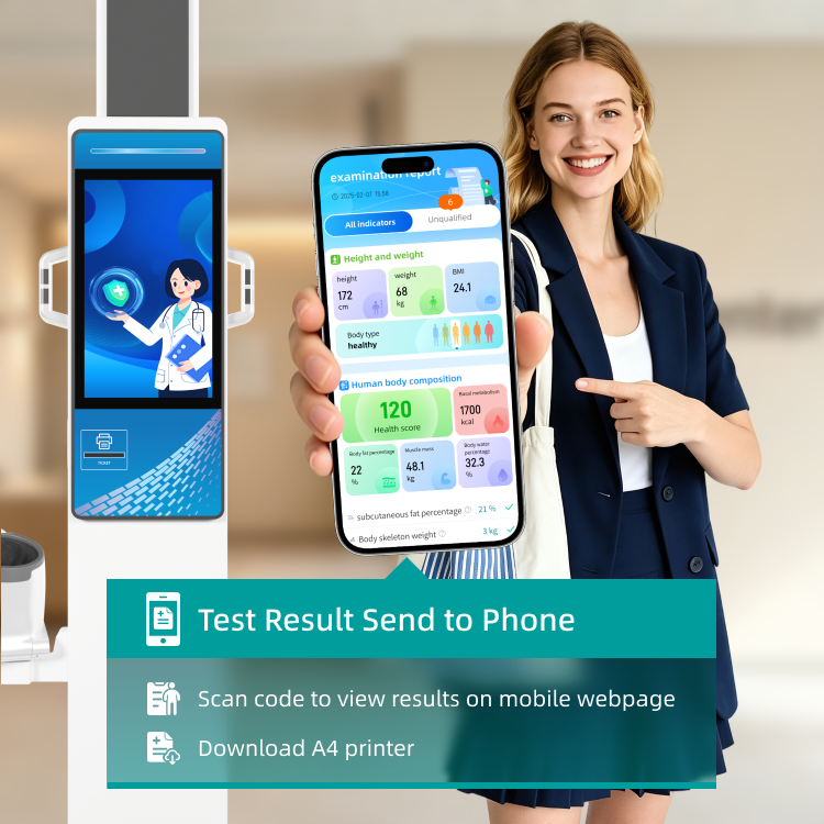 Advanced 19 Inch Android Advertising Multi Parameters Health Kiosk BMI Machine Body Height Weight Scale for Hospital