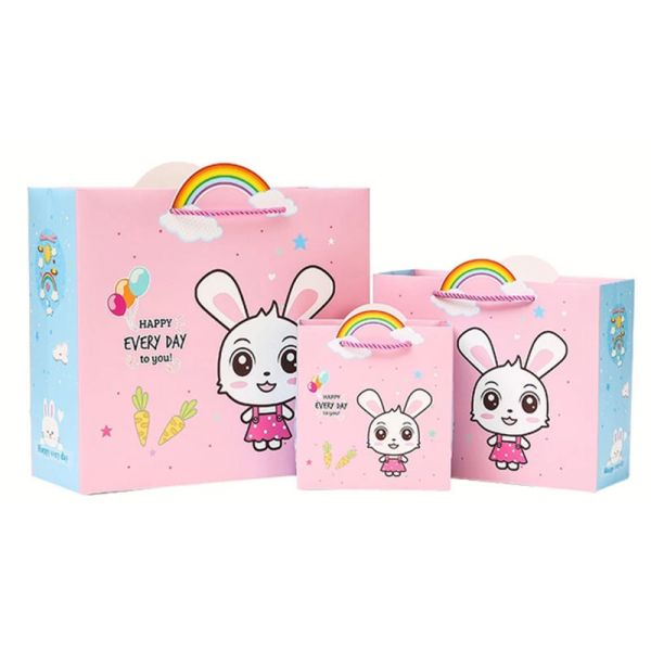 Child Animal Cartoon Cardboard Shopping Bag Birthday Gift Wrapping 150gsm