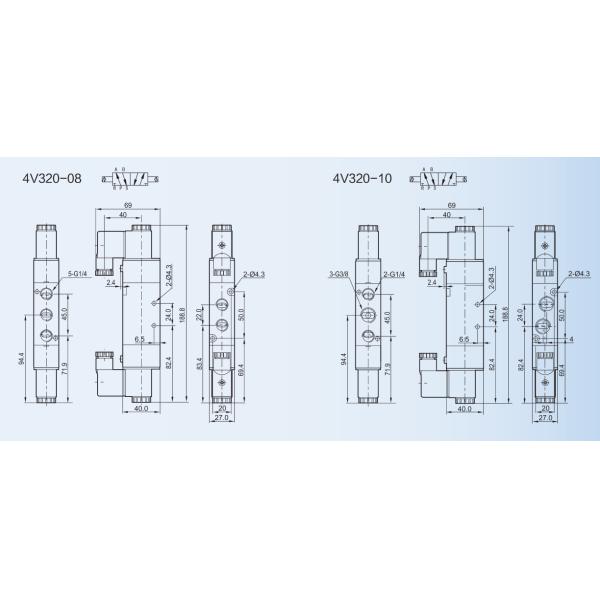 Нормально закрытый пневматический клапан соленоида 4В100 | 400 продетый нитку путь серии 5/2