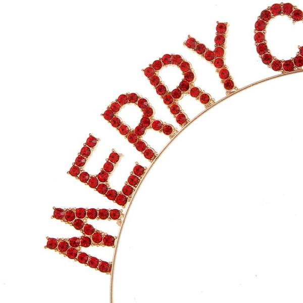 Rhinestone Letter Metal Christmas Headband Gold Red Shiny Diamond Hairband Luxury 16.5x16.5cm