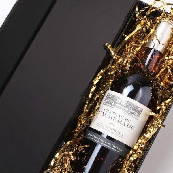 Foldable Embossed Wine Gift Box Packaging , Liquor Bottle Gift Box Cardboard Glossy Black