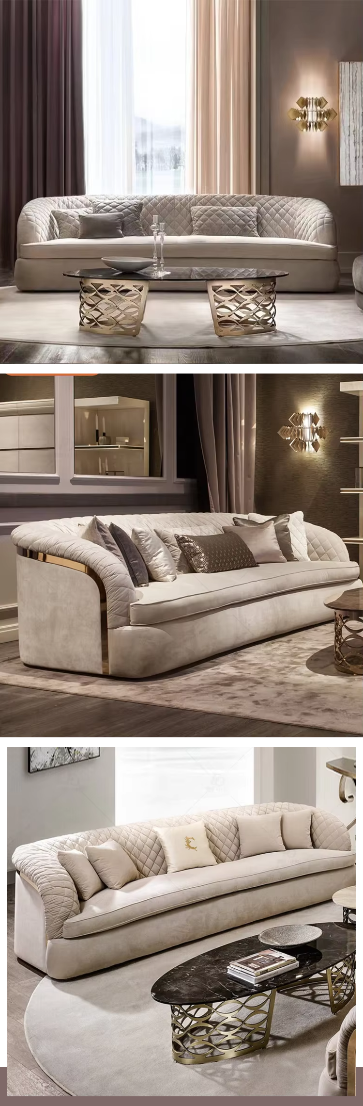 CONTEMPO Light Luxury Sofa With Metal Base and Soft Upholstered Finish