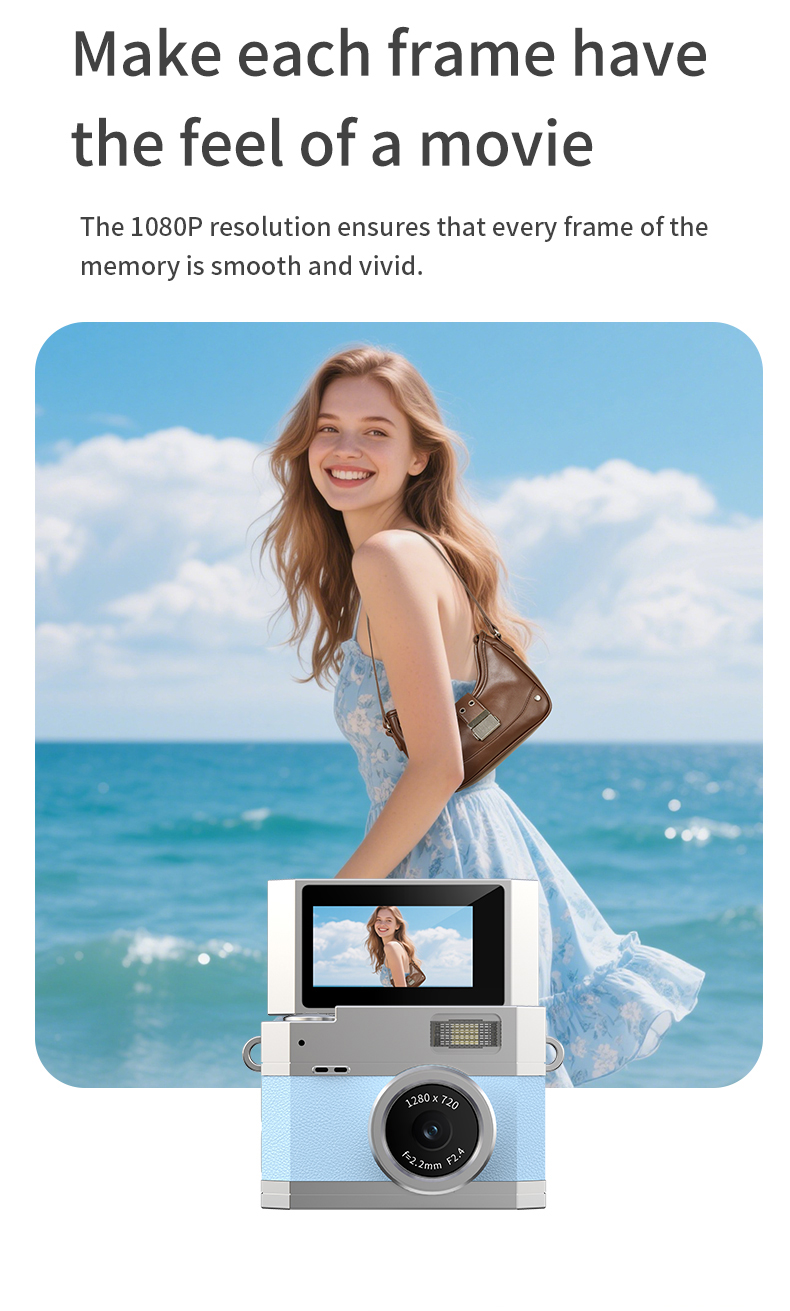 DLC 1080P HD Neck-Wearable Mini Camera - Flip Rotatable Lens, Flash & Filters & Selfie, Portable Fashion Accessory Camera