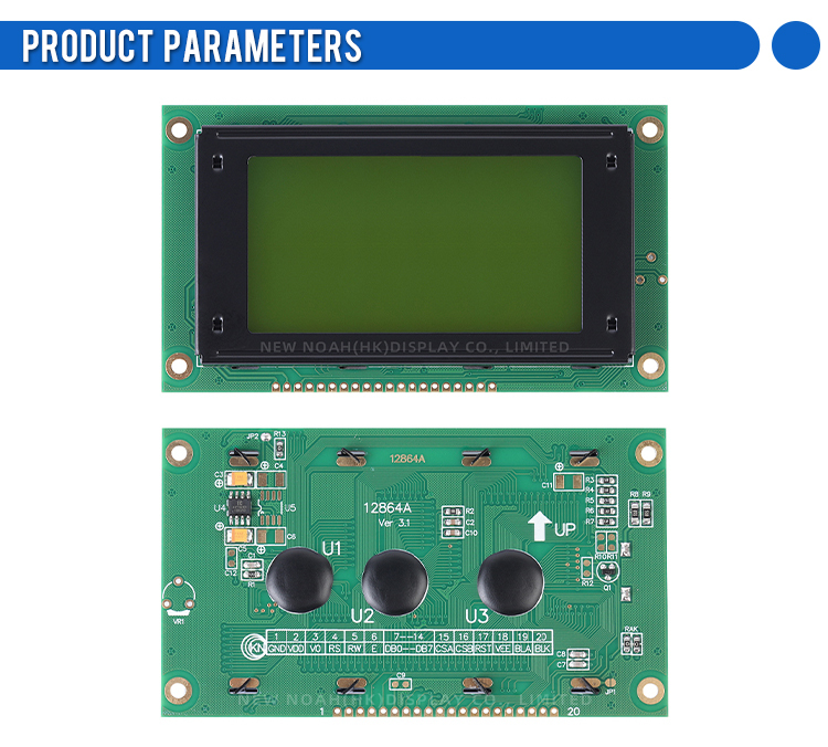 Yellow Green Film 12864A 20PIN SBN0064 Controller Parallel Port For Arduino 128X64 Graphics LCD