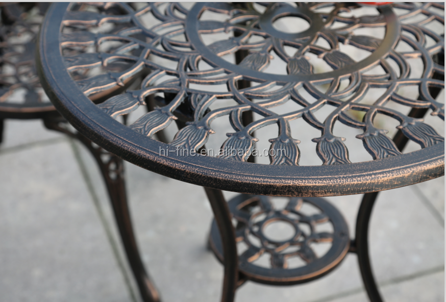 Patio Dining Furniture Antique Bronze Cast Aluminum Chairs.