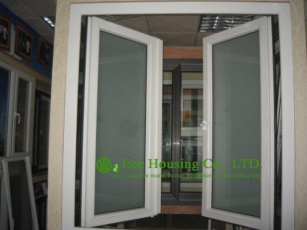 Frosted Glass White UPVC Casement Window For Apartment, Energy saving and Eco-friendly