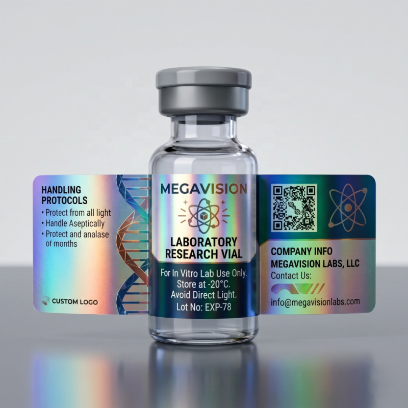 Peptide Roll Stickers Holographic PET Vinyl BOPP Life Science Laboratory Vials Factory Price Low MOQ Personalized