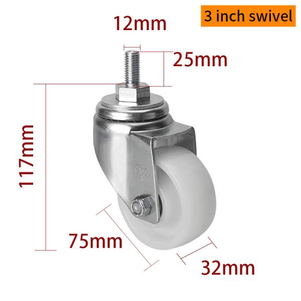 EDL Medium Duty 3 pulgadas 150 kg TPA con rosca por tipo de giro y freno