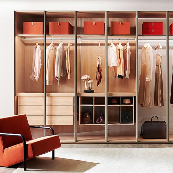 Bedroom Living Room Glass Door Closet , Modern High Gloss Wardrobe