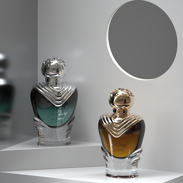 100ml Unique Perfume Bottles Empty Glass Spray Magnetic Cap Metal Wave Shape