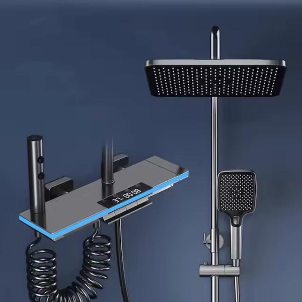 Bathroom Wash LED Digital Shower Mixer with Chrome Finish and Thermostatic System