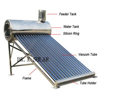 CE certified 150liter non pressure vacuum tube all stainless steel solar water heater