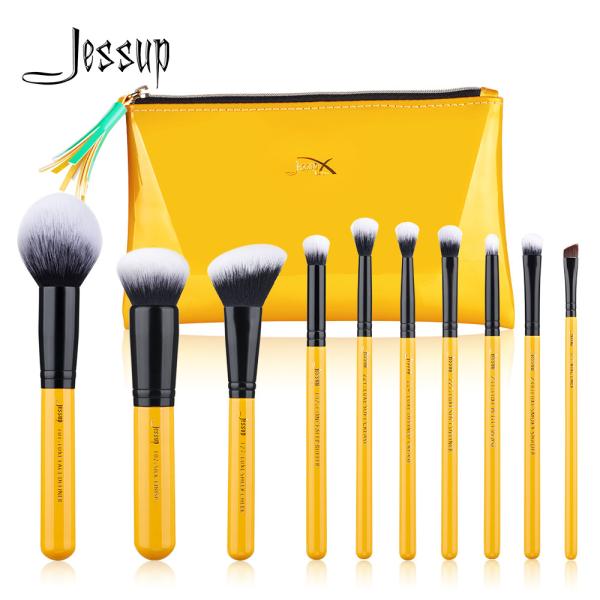 birch wood Basic Makeup Brushes Set Vegan Brush Set with 21cmx11cm Bag