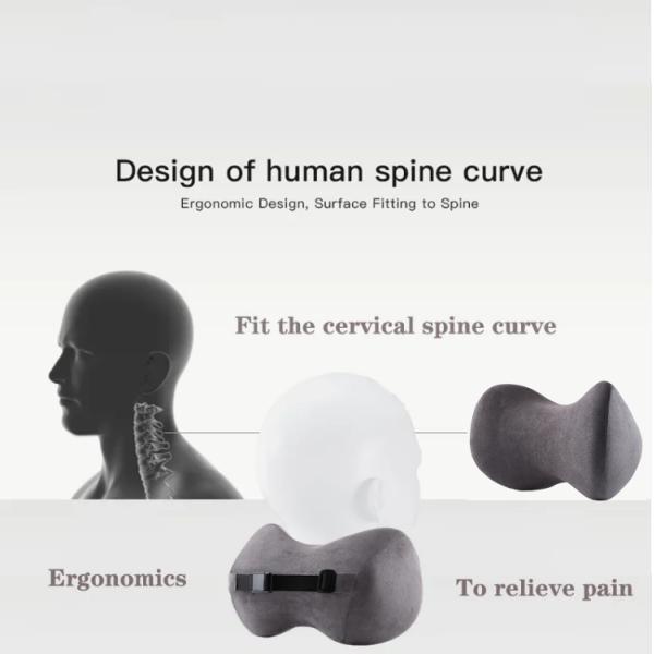 100% Bamboo Fiber Ergonomic Neck Rest Support Headrest Cervical Neck Pillow for Driving