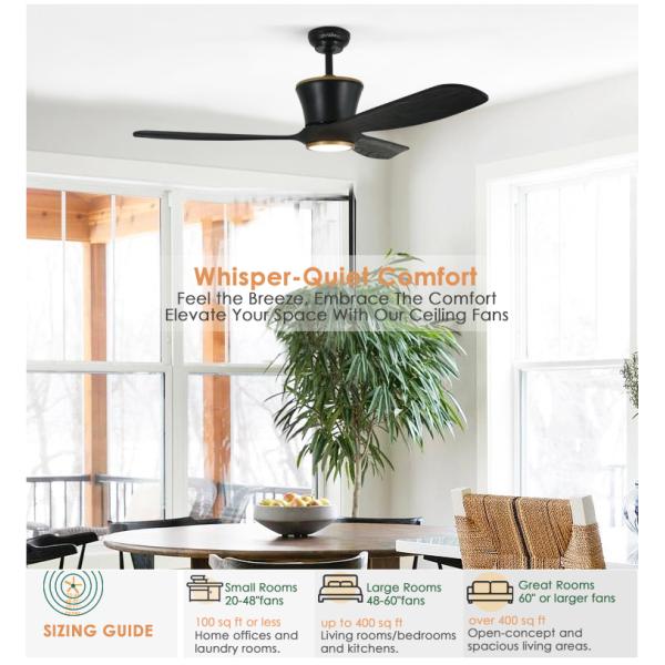 ceiling fan Мотор DC 6 скоростей умный приурочивая тихий потолочные вентиляторы 52 дюймов с 3 реверзибельными лезвиями