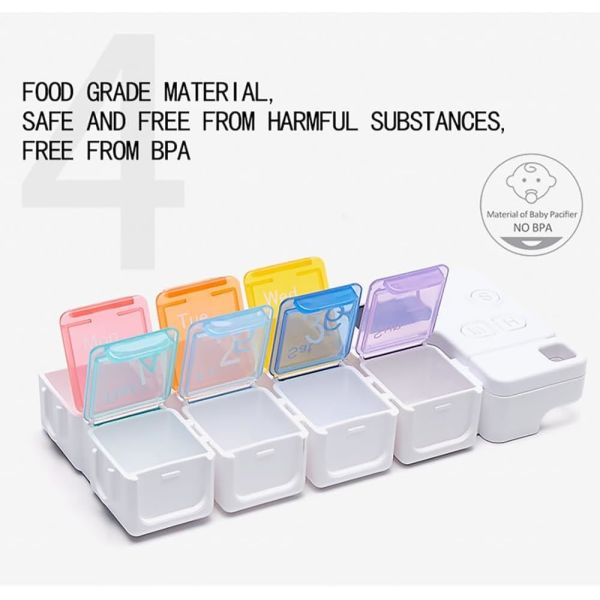 5-Alarm Pill Box Organizer With Clock Countdown Timer Light Up Take Medication Alarm Reminder Easy Open PP Plastic Pill Organizer 2 Times A Day Storage Cases Pp Pill Box For Efficient Pill Management
