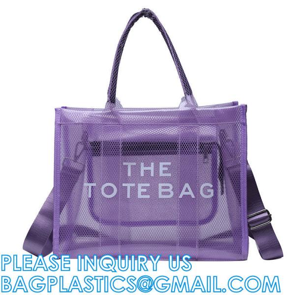 Wholesale Summer Clear Mesh PVC Beach Bags Transparent Design Tote Bags Women Luxury Handbags For Outdoor