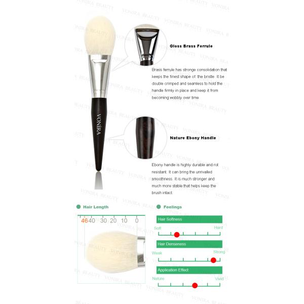 Elite White Slight Tapered Blush Organic Makeup Brushes / Cosmetic Brush Set