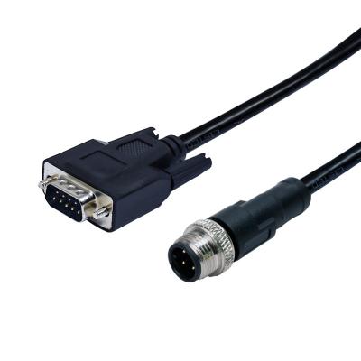 O homem impermeável 4pins do código de M12 A moldou o cabo ao conector D-secundário do homem 9pins