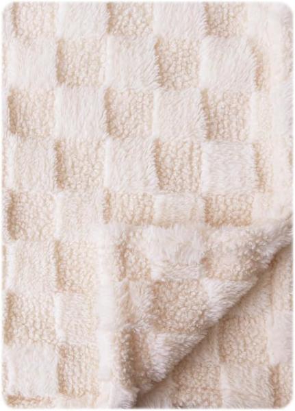 Checkered Baby Blanket 30x40 Inches Ultra Soft Polyester Off-White