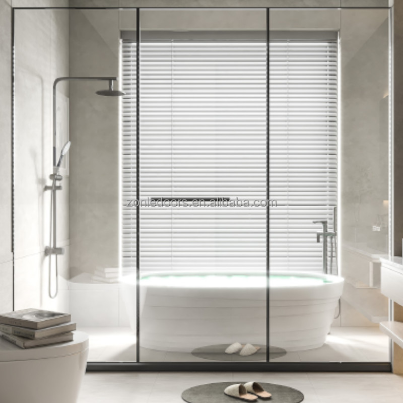 Curved Gray and Black Golden Frame Bathroom Corner Shower Room Slide Glass Shower Door Enclosure